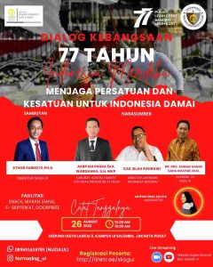 SEKOLAH KAJIAN STATEJIC DAN GLOBAL UI  DAN FORUM MAHASISWA SKSG UI GELAR  DIALOG KEBANGSAAN “MENJAGA PERSATUAN DAN KESATUAN UNTUK INDONESIA DAMAI”