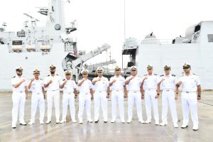 Prajurit Lanal Sabang Sambut Kapal Perang India INS Sumedha Dalam Rangka Operasional Turn Round For Fueling And Rationing di Kota Sabang