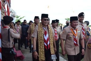 Aspotmar Kasal Hadiri Upacara Pembukaan Perkemahan Bakti Saka Bhayangkara Tingkat Nasional IV Tahun 2022 Di Bumi Perkemahan Gandus Kota Palembang