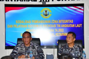 Lantamal XII Terima Sosialisasi Pembangunan Zona Integritas dan Pelatihan Reformasi Birokrasi TNI AL dari Sopsal Mabesal
