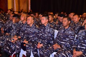 Danlanal Palembang Hadiri Acara Exit Briefing Kepala Staf Angkatan Laut, Laksamana TNI Yudo Margono Dari Gedung Balai Samudra Jakarta