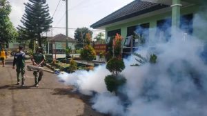 Musim Hujan Demam Berdarah Mengintai, Yonkes Divif 2 Kostrad Lakukan Foging Pangkalan