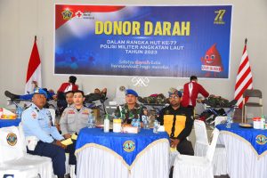 Pomal Lantamal XII Gelar Donor Darah Dalam Rangka Peringati HUT Ke-77 Polisi Militer Angkatan Laut Tahun 2023