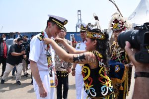 LANTAMAL III JAKARTA SAMBUT KEDATANGAN KAPAL PERANG JEPANG JS KUMANO (FFM-2) DI DERMAGA JICT II TANJUNG PRIOK