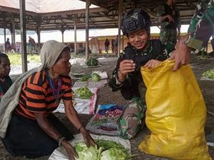 Pendapatan Meningkat Dari Hasil Bumi, Yonif R 303 Kostrad Borong Hasil Bumi Warga Sinak Papua