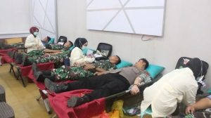 Darah Prajurit Untuk Bhakti Kesehatan, Yonif PR 503 Kostrad Pertisipasi HUT Ke-77 Bhayangkara