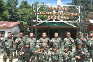 Satgas Pamtas RI-Malaysia Yonarmed 10/Bradjamusti Terima Kunjungan Danrem 121/ABW