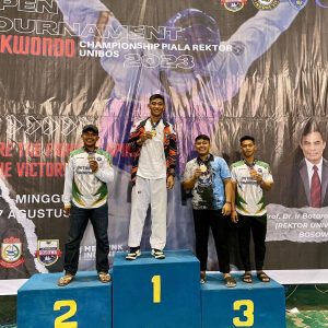 Petarung Maleo Harumkan Batalyon Arhanud 16 Kostrad di Kejuaraan Open Taekwondo Championship Piala Rektor Unibos 2023