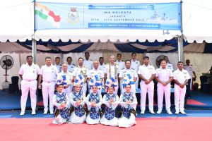 LANTAMAL III JAKARTA SAMBUT KEDATANGAN KAPAL PERANG INDIA INS KOLKATA (D63)