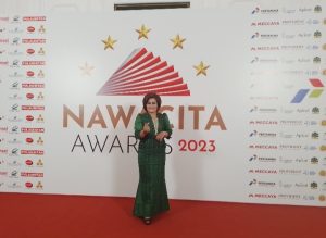 Desainer Loisa Sihombing Owner Lois Boutique by Anjalo menghadiri Nawacita Awards 2023 Di Hotel The Tribata Darmawangsa Jakarta