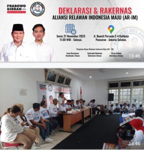 Aliansi Relawan Indonesia Maju Resmi Dideklarasikan Sebelum Kampanye 28 November 2023