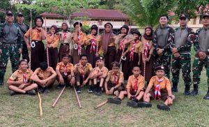 Satgas Yonarmed 10 Kostrad Bina Pramuka Siswa-Siswi SMPN 1 Badau