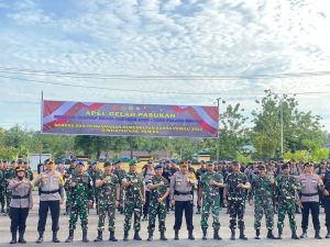Prajurit Yonif 754 Kostrad Ikuti Apel Gelar Pasukan Dalam Rangka Serpas dan Pengamanan Pemilu 2024