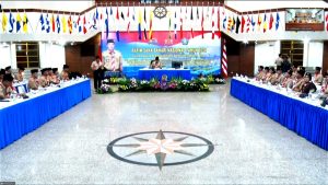 Aspotmar Danlantamal I Ikuti Rapim Saka Bahari Nasional Melalui Vicon