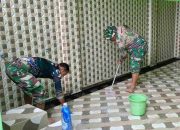 Sambut Ramadhan 1447 H, Satgas TMMD Kodim 0912/Kubar Bersihkan Masjid Agung Baiturrahim Sendawar