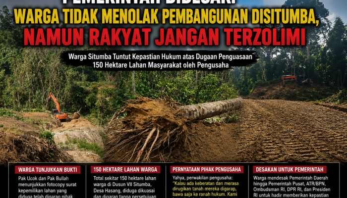 Pemerintah Didesak Hadir, Warga di Situmba Tuntut Kepastian Hukum atas Dugaan Penguasaan 150 Hektare Lahan Masyarakat