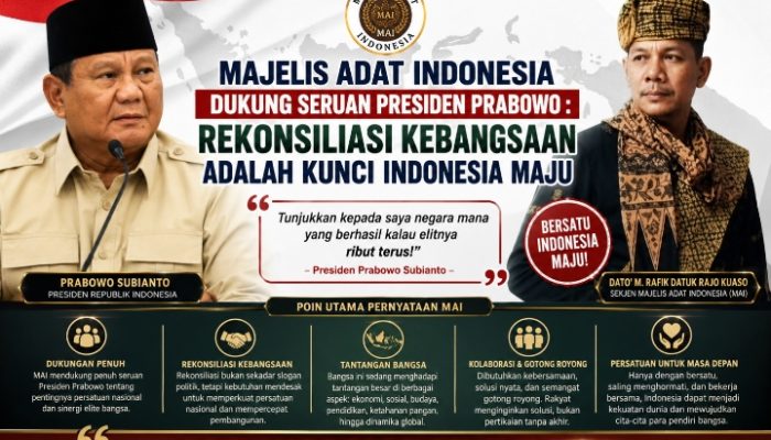 MAI Dukung Seruan Presiden Prabowo: Persatuan Nasional Kunci Indonesia Maju dan Berdaulat